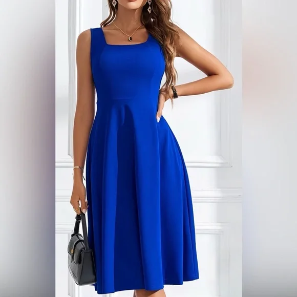 Elegant Blue Sleeveless Dress/ NWOT - Picture 2 of 5